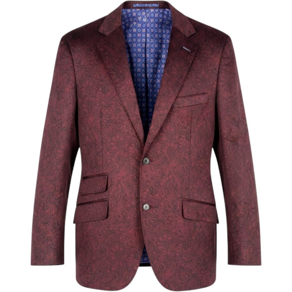 Tailorbyrd Collection Mens 40R Burgundy Paisley Velvet Blazer Sport Coat Jacket